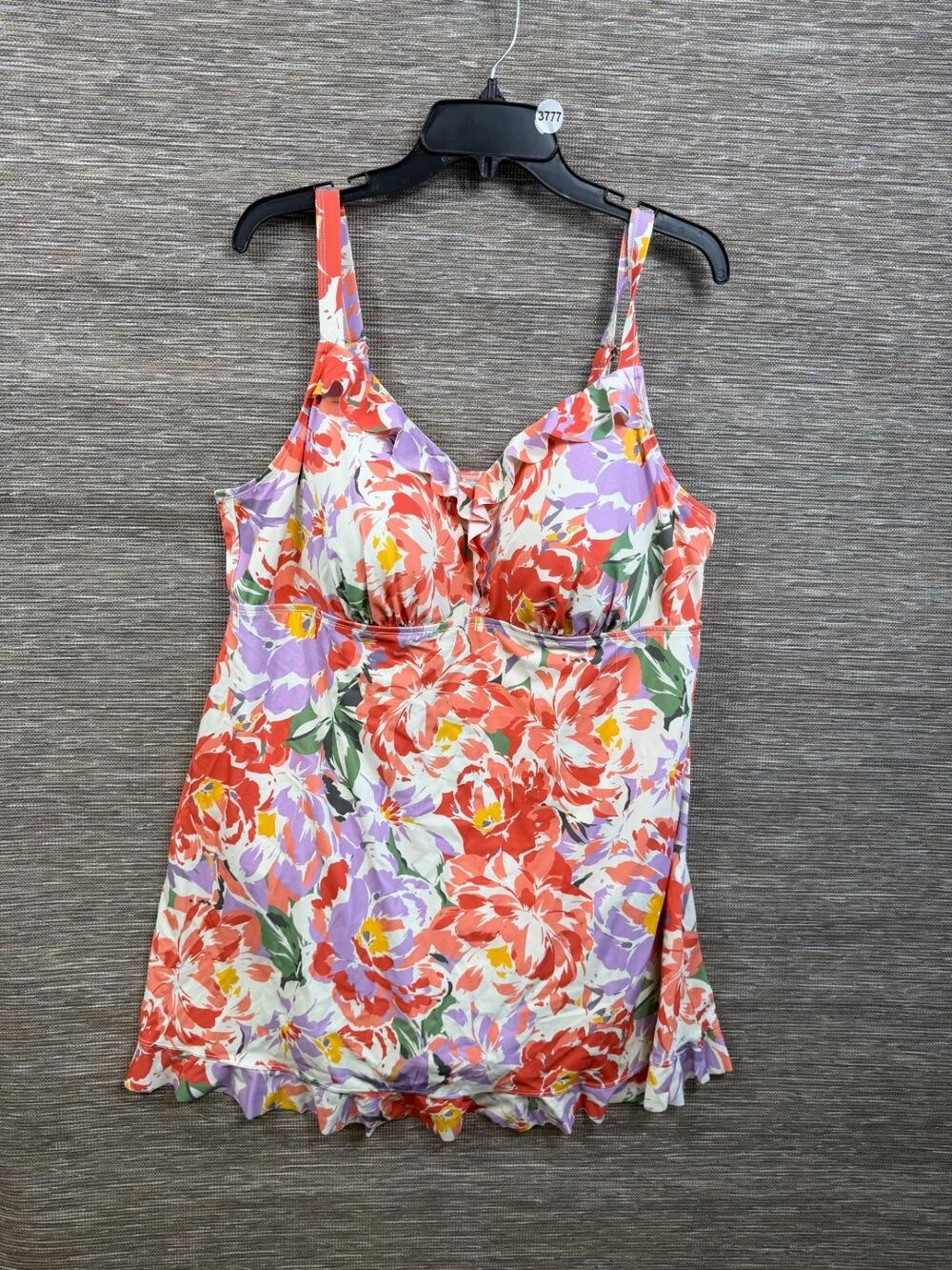 Isaac Mizrahi Live! Bridgehampton Swim Dress UPF50+ Size 24W Floral Orange NEW
